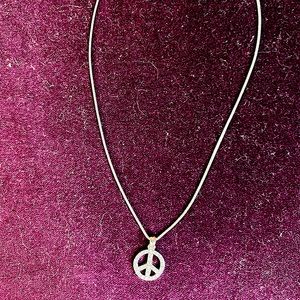 Rhinestone peace sign necklace